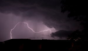Fork lightning in thunderous skies