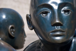 Statue heads near Canary Wharf, London