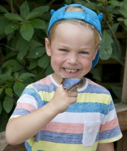 Boy with butterfly on his finger