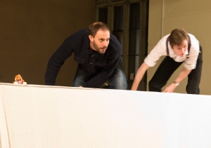 Reg on the left, director, Andrew Lindfield in the middle and Christopher Walthorne on the right, going over the top